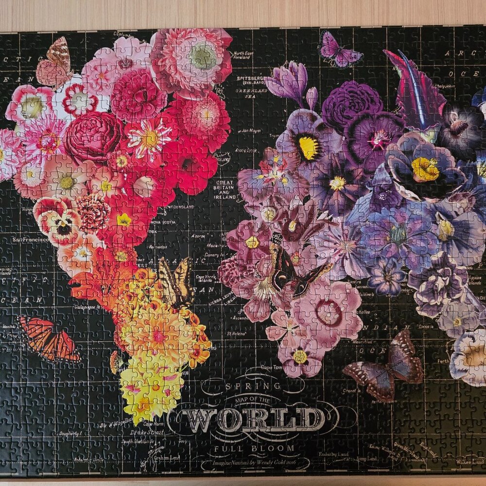 Galison 1000 Piece Jigsaw Puzzle - Full Bloom World Map